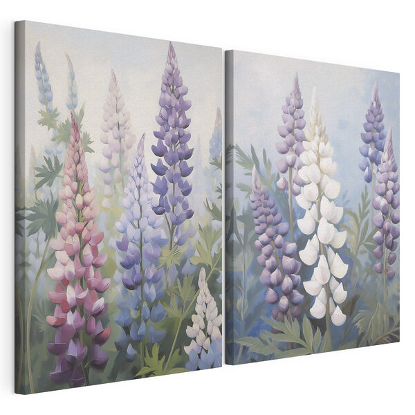 Lámina modular sobre lienzo Flores de colores vivos en tonos suaves