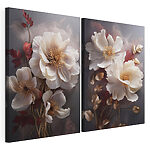 Lámina modular sobre lienzo Delicados arreglos florales en tonos cálidos