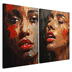 Lámina modular sobre lienzo Collage del rostro de una mujer