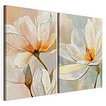 Lámina modular sobre lienzo Delicadas flores en suaves tonos pastel