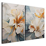 Lámina modular sobre lienzo - Elegancia floral caprichosa en movimiento