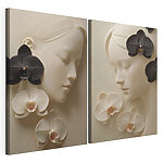 Lámina modular sobre lienzo Collage del rostro de una mujer con flores