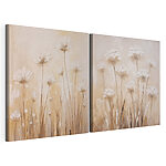 Lámina modular sobre lienzo Cuadro de flores sobre fondo beige