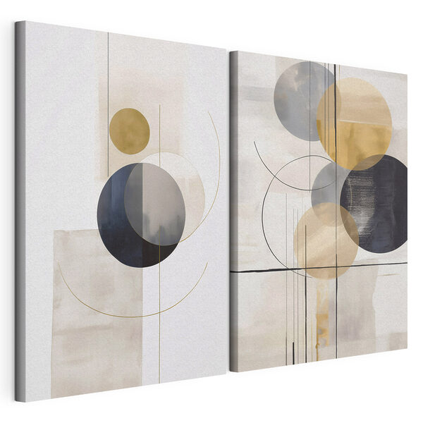Dos obras de arte Lámina modular sobre lienzo Dos obras de arte