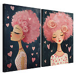 Lámina modular sobre lienzo Collage de una mujer con el pelo rosa