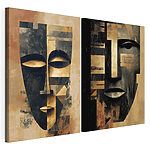 Lámina modular sobre lienzo Collage de dos máscaras