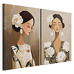Lámina modular sobre lienzo Collage de una mujer con flores en el pelo