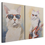 Lámina modular sobre lienzo Gato con gafas de sol y una guitarra en la mano