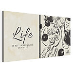 Lámina modular sobre lienzo Ilustración en blanco y negro de alimentos