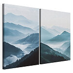 Lámina modular sobre lienzo Collage de montañas con niebla