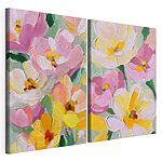 Lámina modular sobre lienzo Flores de colores vivos en suaves tonos pastel