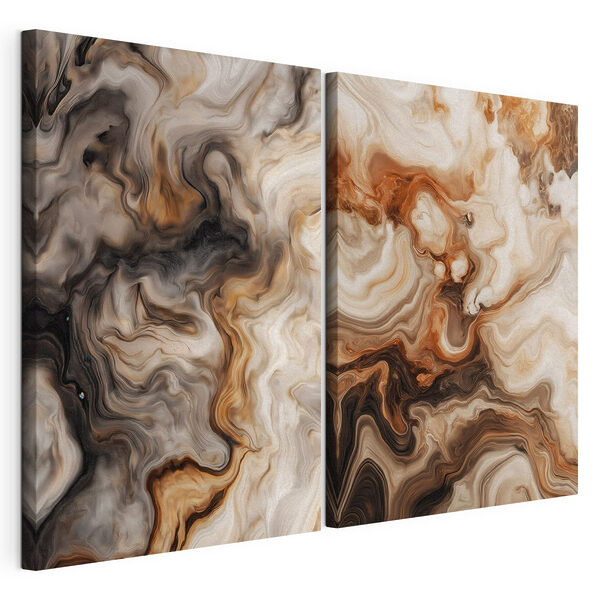 Lámina modular sobre lienzo Remolinos abstractos en tonos terrosos