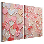 Lámina modular sobre lienzo Collage de corazones rosas y blancos