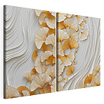 Lámina modular sobre lienzo Delicadas hojas de ginkgo en tonos suaves