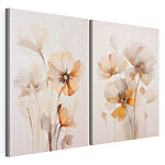 Lámina modular sobre lienzo Pintura de flores sobre una superficie blanca