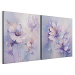 Lámina modular sobre lienzo Pintura de flores sobre una superficie blanca