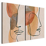 Lámina modular sobre lienzo Rostros abstractos en colores suaves