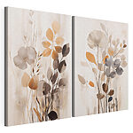 Lámina modular sobre lienzo Pintura de flores y hojas