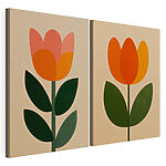 Lámina modular sobre lienzo Un par de flores con hojas