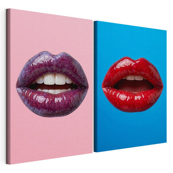 Lámina modular sobre lienzo Labios llamativos sobre fondos de colores