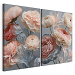 Lámina modular sobre lienzo Delicadas flores en tonos pastel