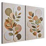 Lámina modular sobre lienzo Collage de una planta con hojas y círculos