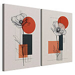 Lámina modular sobre lienzo Collage de flores y formas geométricas