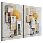 Lámina modular sobre lienzo Pintura de figuras geométricas y círculos