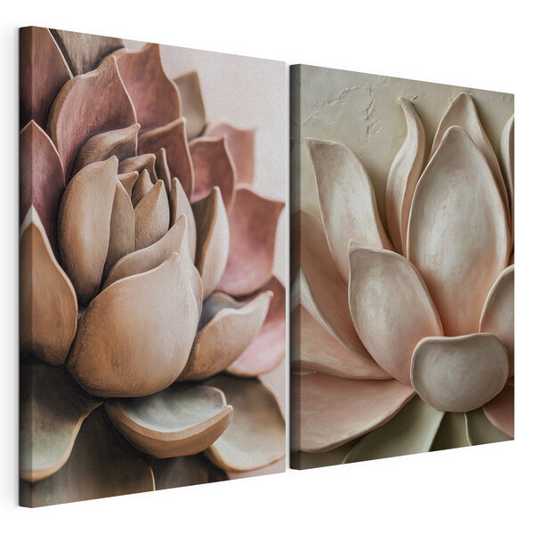 Lámina modular sobre lienzo Intricados diseños florales en tonos suaves
