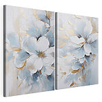Lámina modular sobre lienzo Delicadas flores en suaves tonos azules