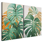 Lámina modular sobre lienzo Hojas tropicales de colores vivos en armonía
