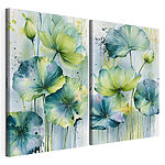 Lámina modular sobre lienzo Cuadro de flores con hojas verdes