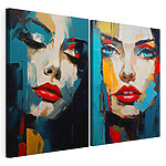 Lámina modular sobre lienzo Collage del rostro de una mujer