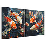 Lámina modular sobre lienzo Collage de un par de peces nadando en el agua