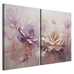 Lámina modular sobre lienzo Delicadas flores en suaves tonos pastel