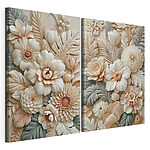 Lámina modular sobre lienzo Collage de flores y hojas