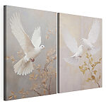 Lámina modular sobre lienzo Collage de dos pájaros blancos