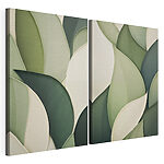 Lámina modular sobre lienzo Suaves curvas en tonos verdes y beige