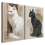 Lámina modular sobre lienzo Gato blanco y gato negro