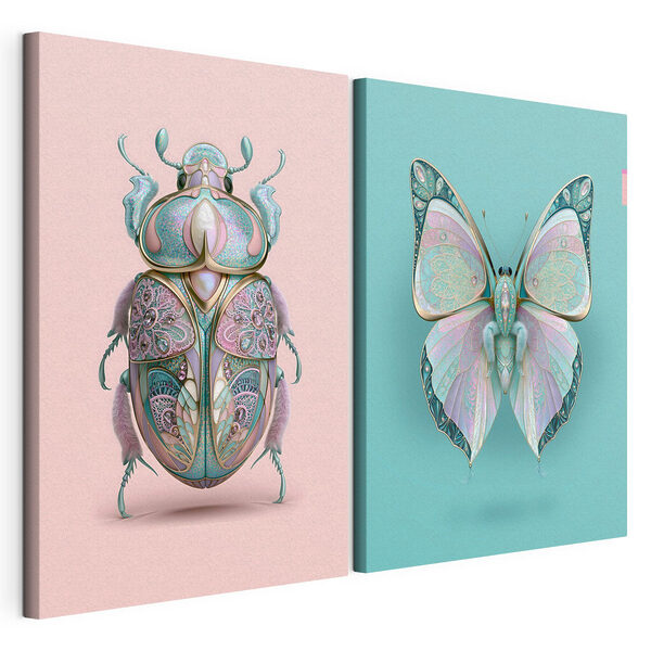 Lámina modular sobre lienzo Exposición artística de insectos y mariposas