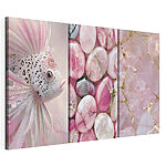 Lámina modular sobre lienzo Collage de piedras rosas y blancas