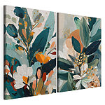 Lámina modular sobre lienzo Pintura de flores y hojas