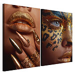 Lámina modular sobre lienzo Labios y uñas con un toque artístico llamativo