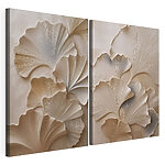 Lámina modular sobre lienzo Delicadas hojas de ginkgo en tonos suaves