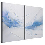Lámina modular sobre lienzo Collage de pintura azul y blanca
