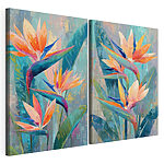 Lámina modular sobre lienzo Pintura de flores y hojas