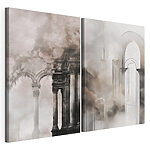 Lámina modular sobre lienzo Collage de un edificio con columnas y humo