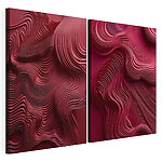 Lámina modular sobre lienzo Líneas onduladas rojas y rosas