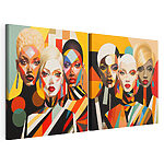 Lámina modular sobre lienzo Collage de mujeres con diferentes colores