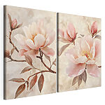 Lámina modular sobre lienzo Delicadas flores en suaves tonos pastel